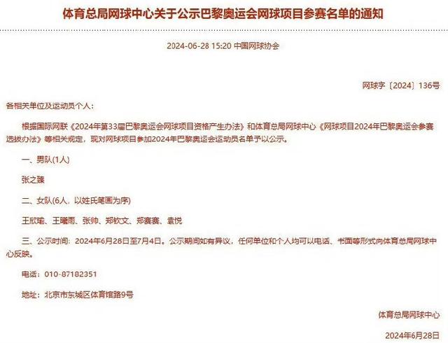 白小姐4905一码中奖,中国网球队公布巴黎奥运参赛名单 郑赛赛张帅上演凤凰涅槃