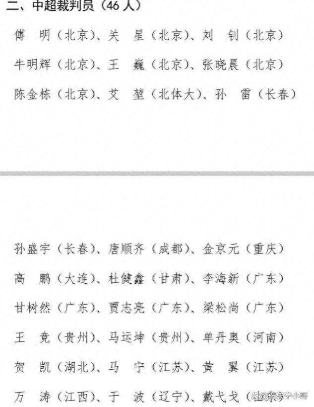 2024新奥门资料最精准免费大全_中超新赛季裁判名单出炉：马宁、傅明领先46人，北京旗下占十人