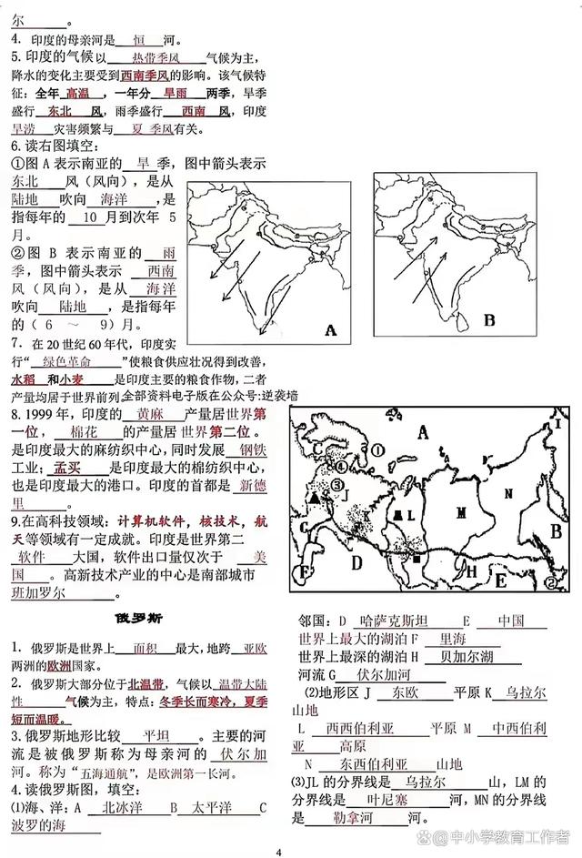 新奥彩资料免费提供_七年级地理下册复习资料，快来一起复习学习吧  第4张