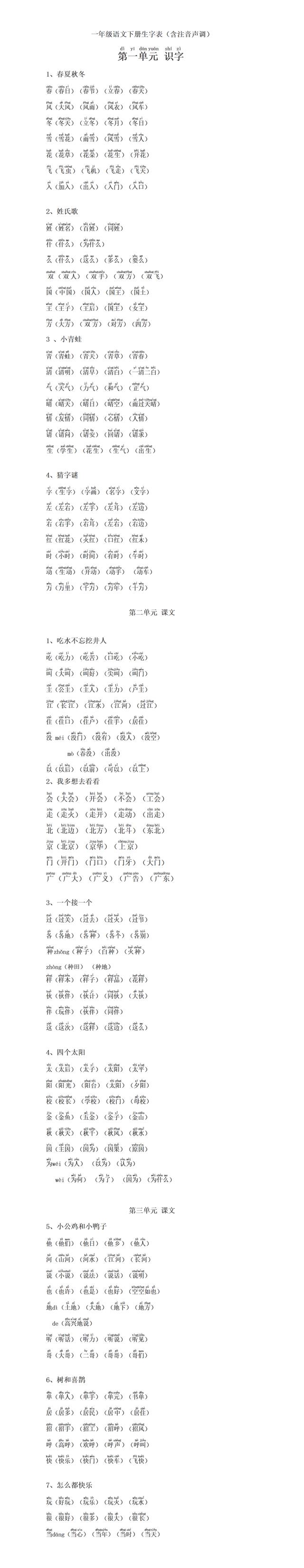 澳门今晚必中一肖一码_一年级语文下册生字表组词带拼音，完整版电子资料可打印