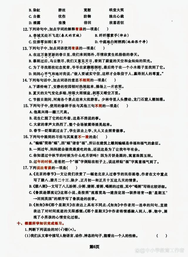 新澳门一肖一码精准资料公开,六年级语文下册学习资料，一起来学习吧  第12张