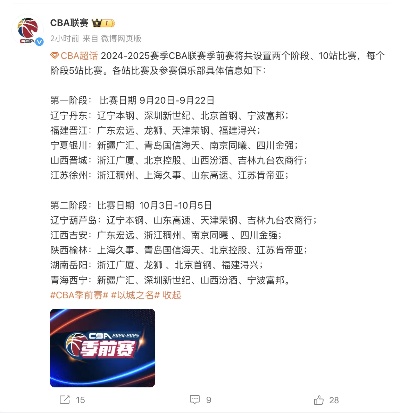 新澳今天最新资料网站_新赛季CBA季前赛将于9月20日打响